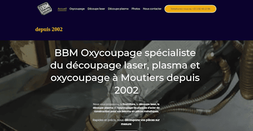copie d'écran de la page d'accueil du site de BBM Oxycoupage